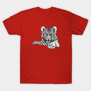 Amur tiger cub - ink illustration T-Shirt